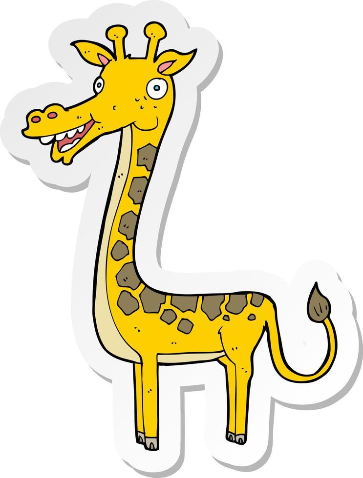 sticker of a cartoon giraffe vector