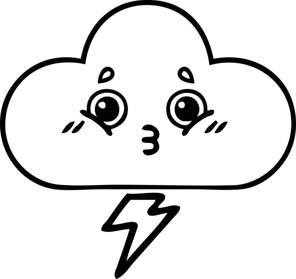 nube de tormenta de dibujos animados de dibujo lineal vector