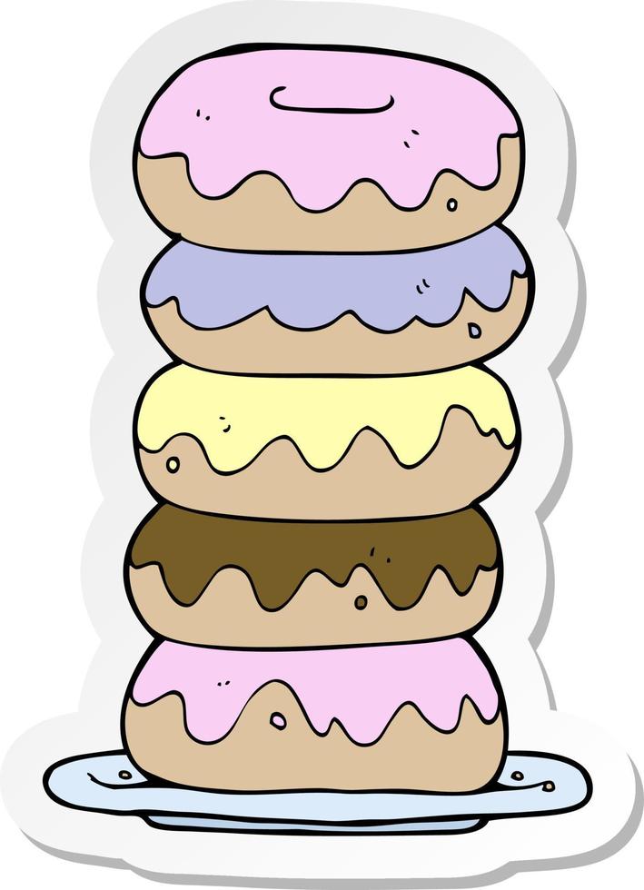 sticker of a cartoon plate of donuts vector