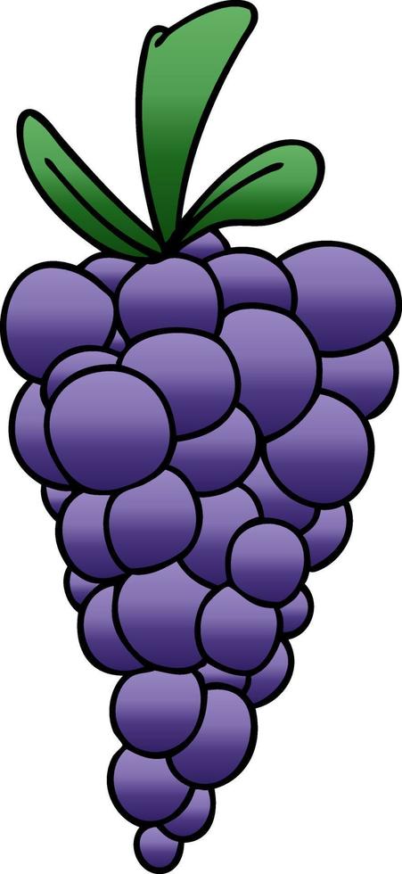 quirky gradient shaded cartoon bunch of grapes vector