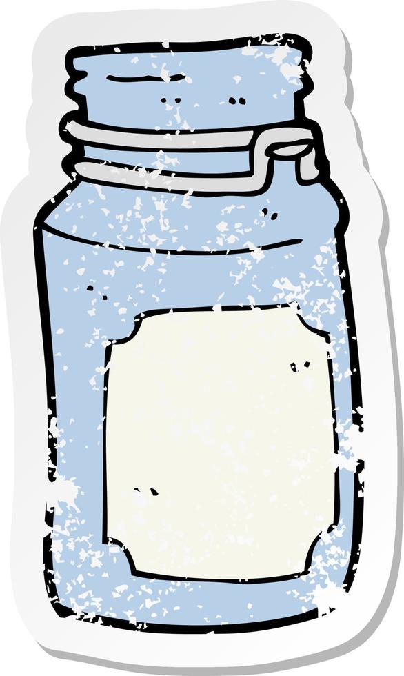 retro distressed sticker of a cartoon kitchen jar vector