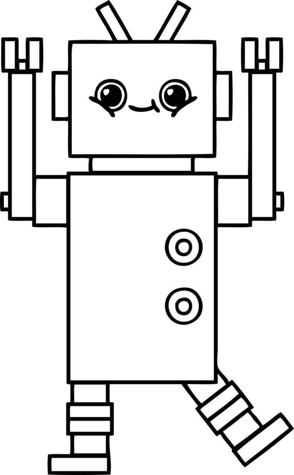 line drawing cartoon robot vector