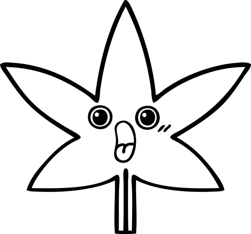 line drawing cartoon marijuana leaf vector