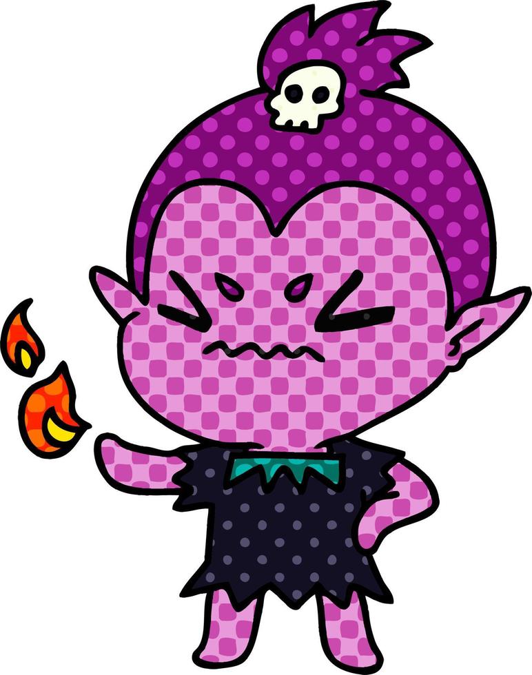 caricatura, de, lindo, kawaii, vampiro, niña vector