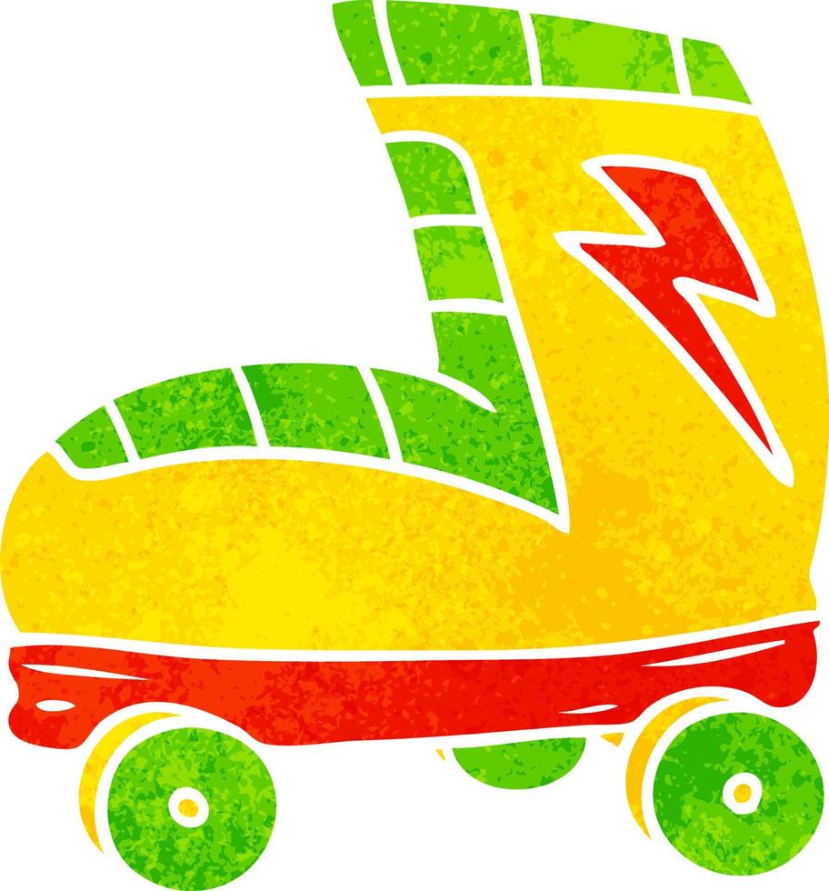 retro cartoon doodle roller skate boot vector