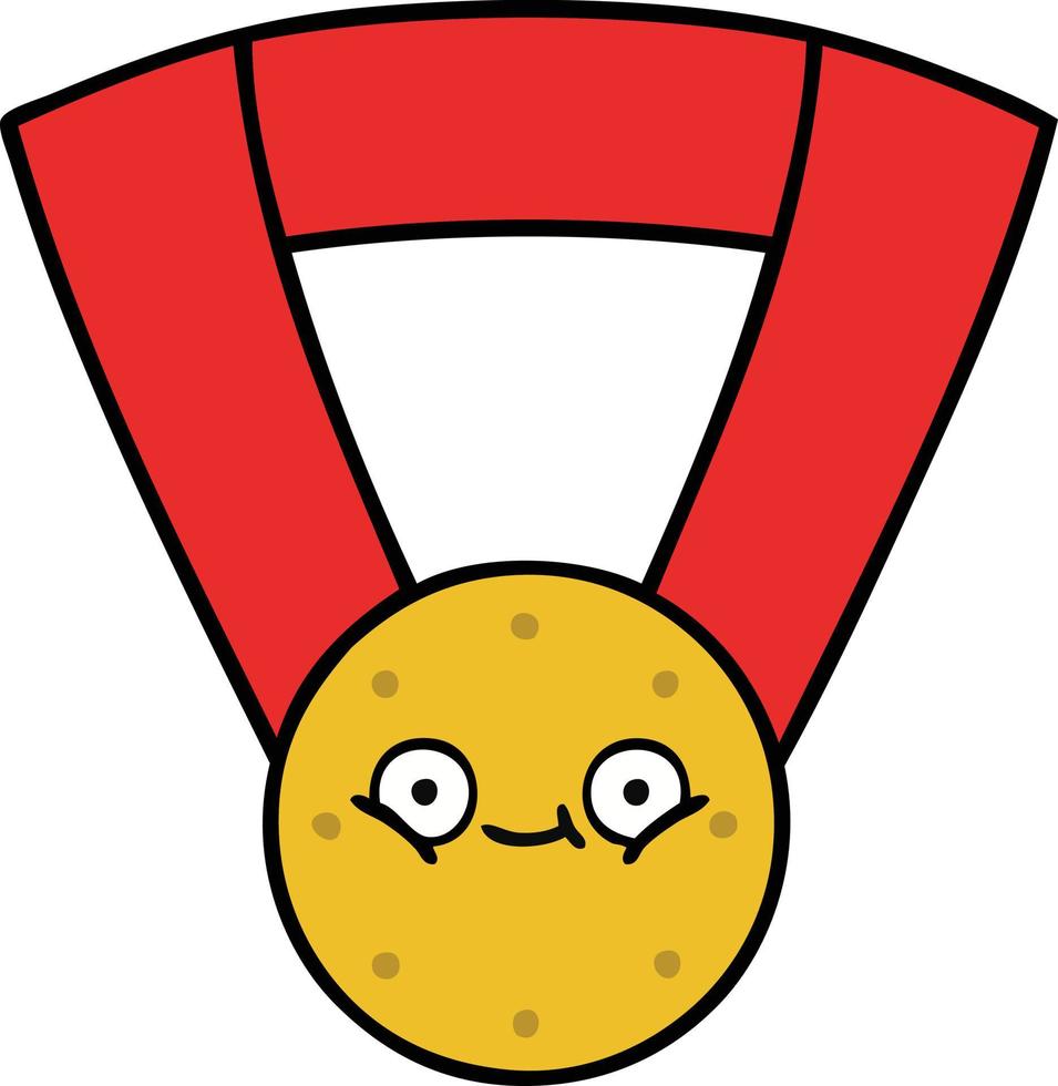 cute cartoon gold medal vector