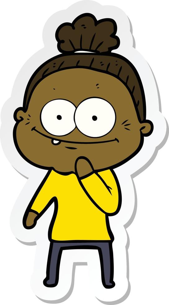 sticker of a cartoon happy old woman vector