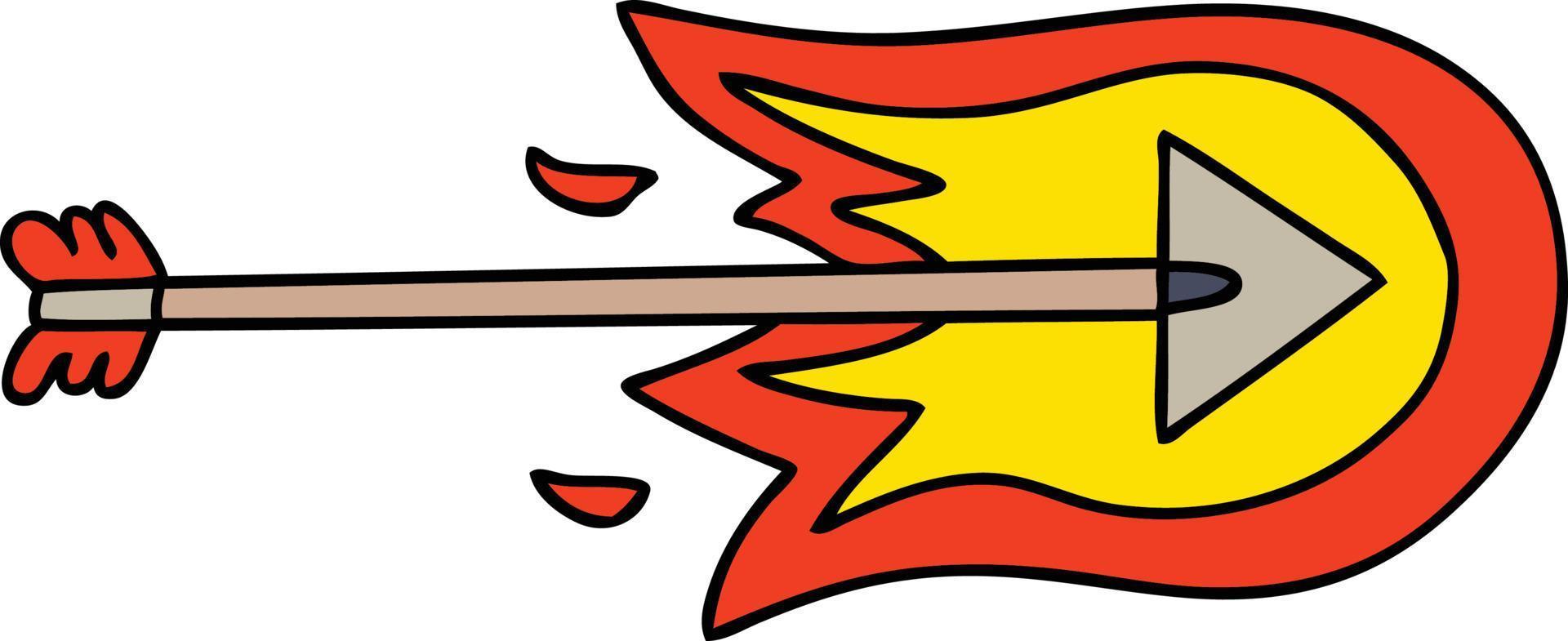 quirky hand drawn cartoon burning arrow vector