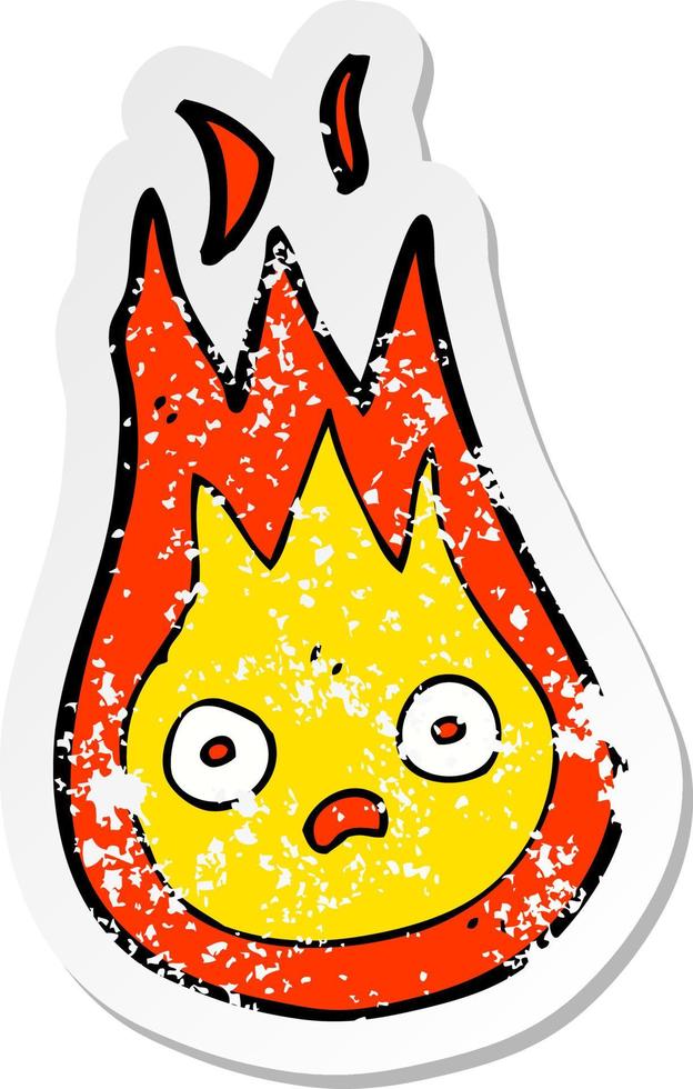 retro distressed sticker of a cartoon friendly fireball vector