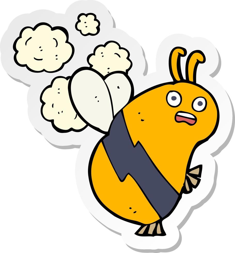sticker of a cartoon bee vector