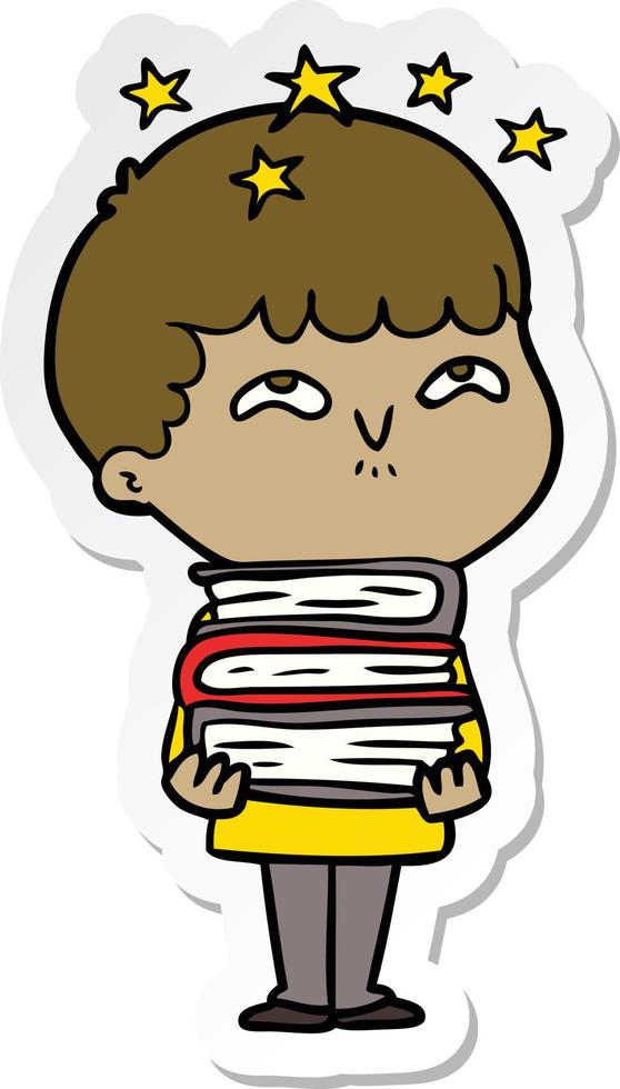 sticker of a cartoon amazed boy vector