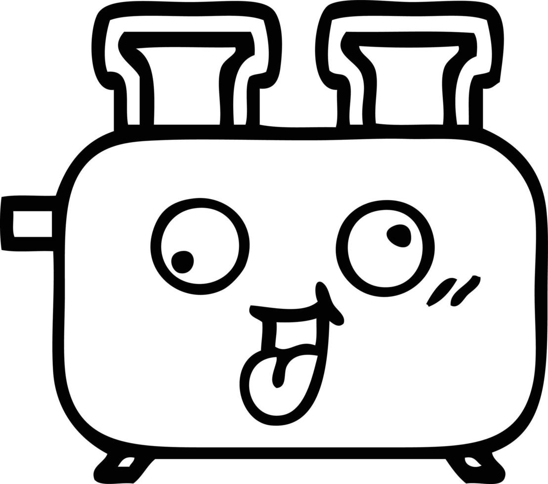 line drawing cartoon of a toaster vector