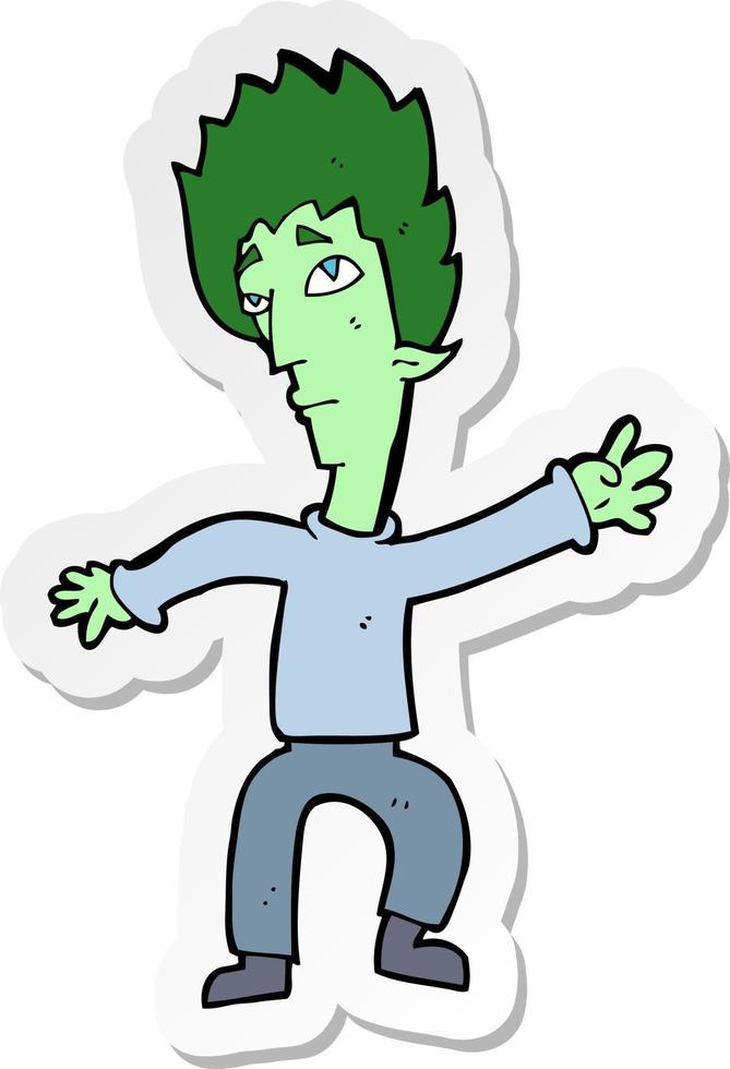 sticker of a cartoon vampire man vector