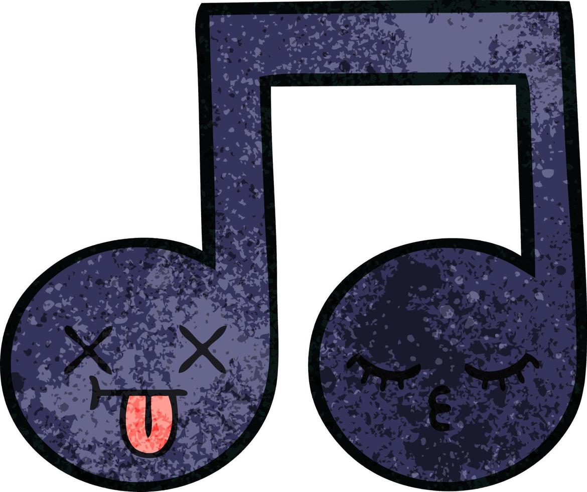 nota musical de dibujos animados de textura grunge retro vector