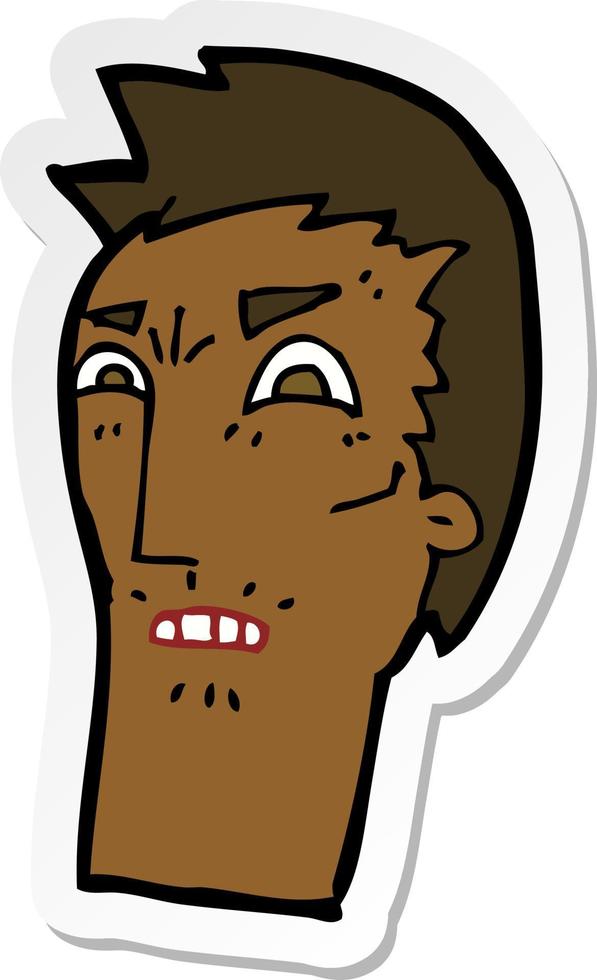 sticker of a cartoon angry face vector