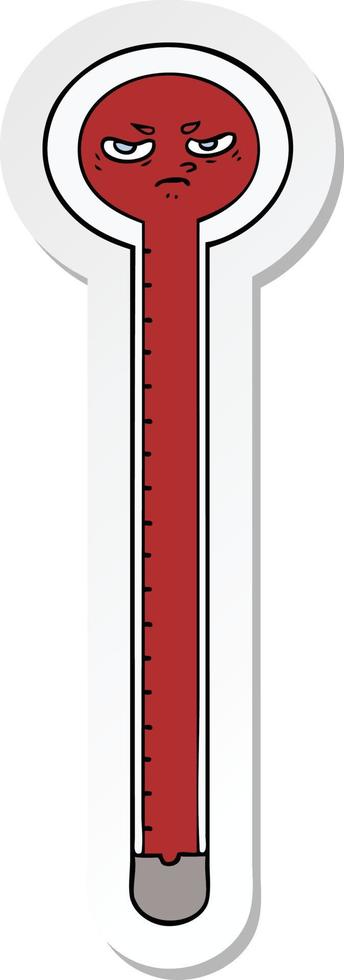 sticker of a cartoon thermometer vector
