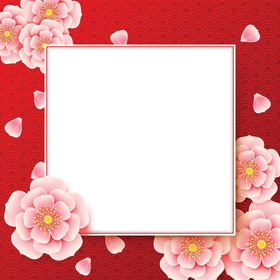 Chinese plum blossom flower with chinese art background vector