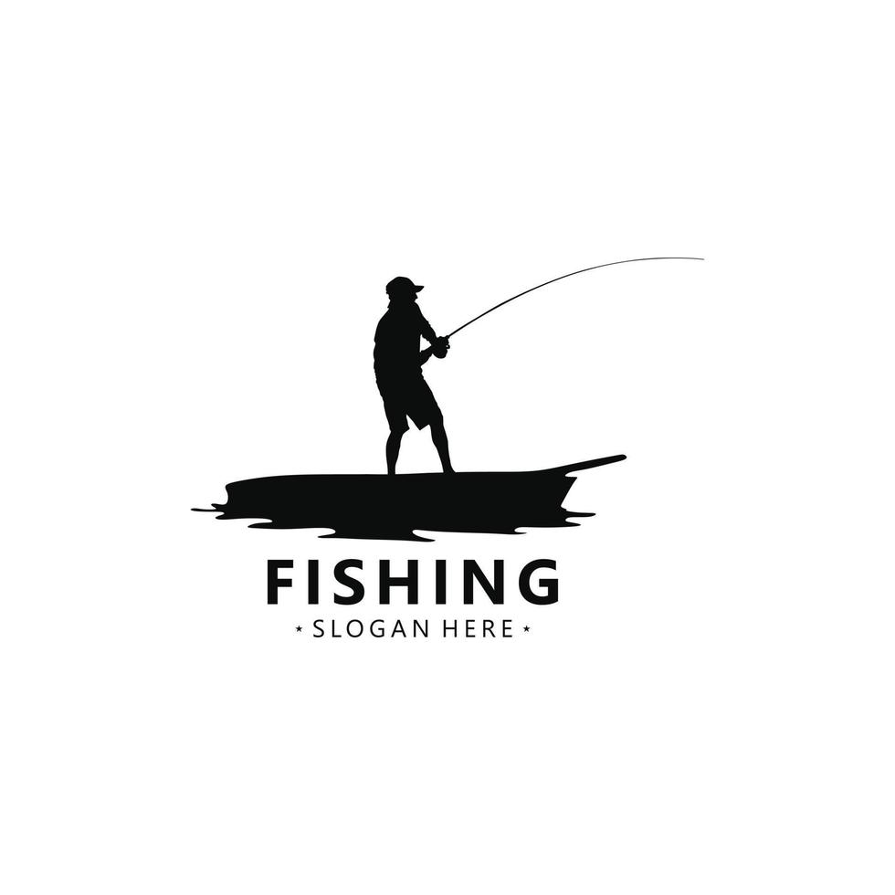 Man fishing on a small boat vector