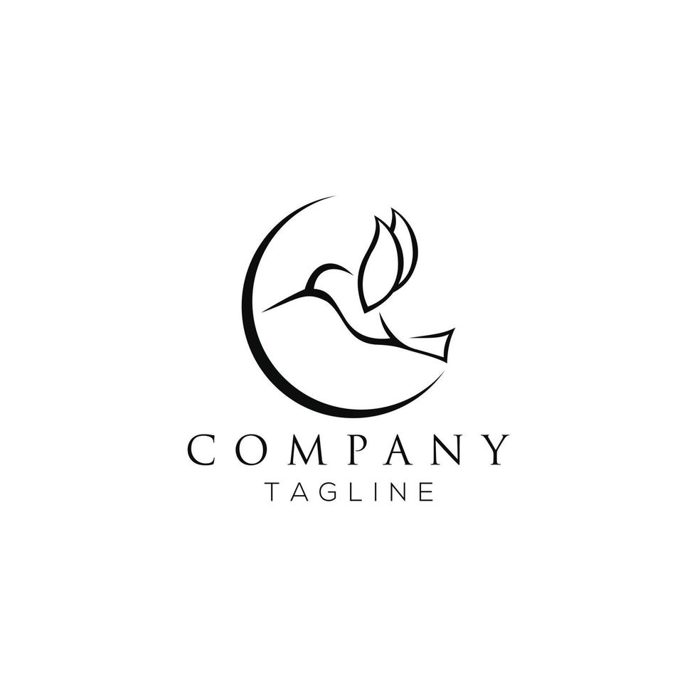 Hummingbird abstract line logo icon with outline monoline vector illustration