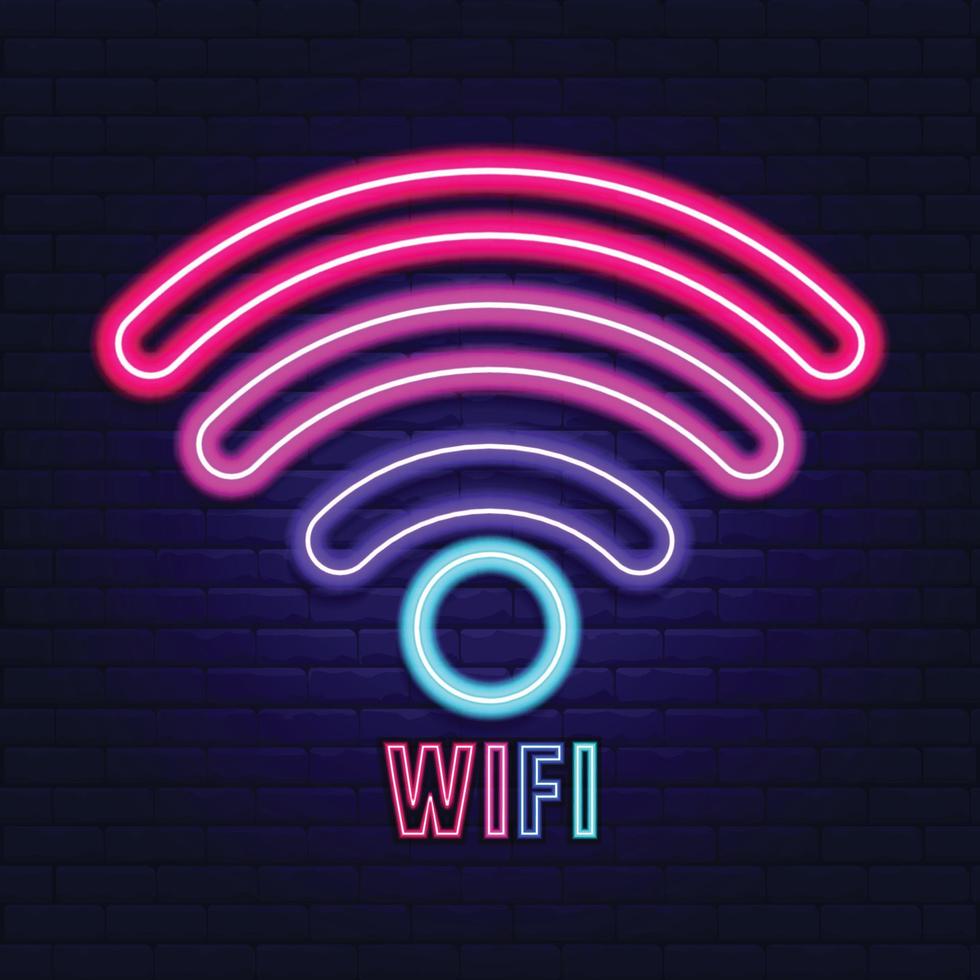 wifi con la última tecnología y decorado con luces de neón vector