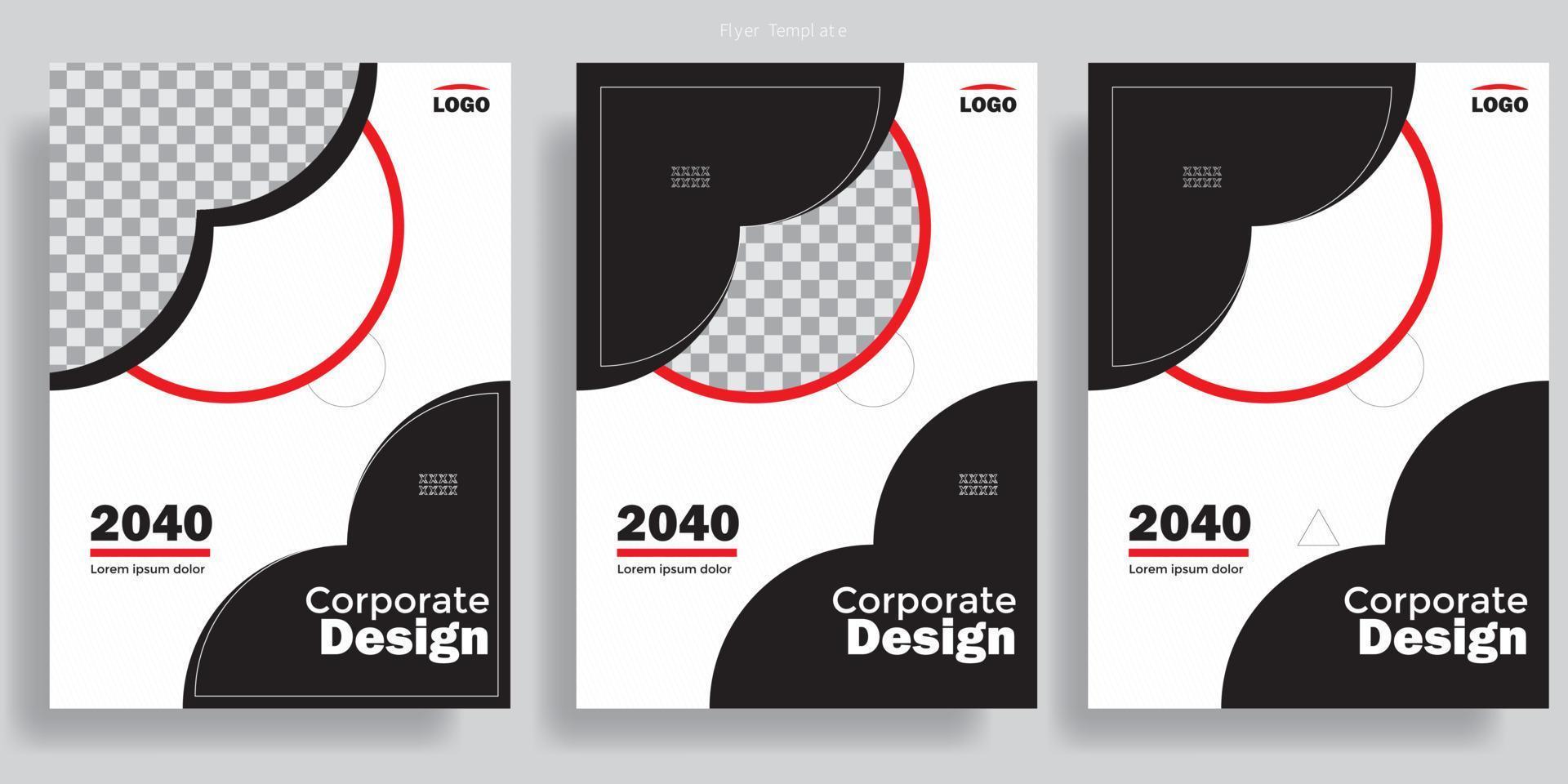 Corporate Booklet design template, poster flyer brochure cover layout template with triangle graphic elements and space for photo backset of business brochure template with minimalist style and modern vector