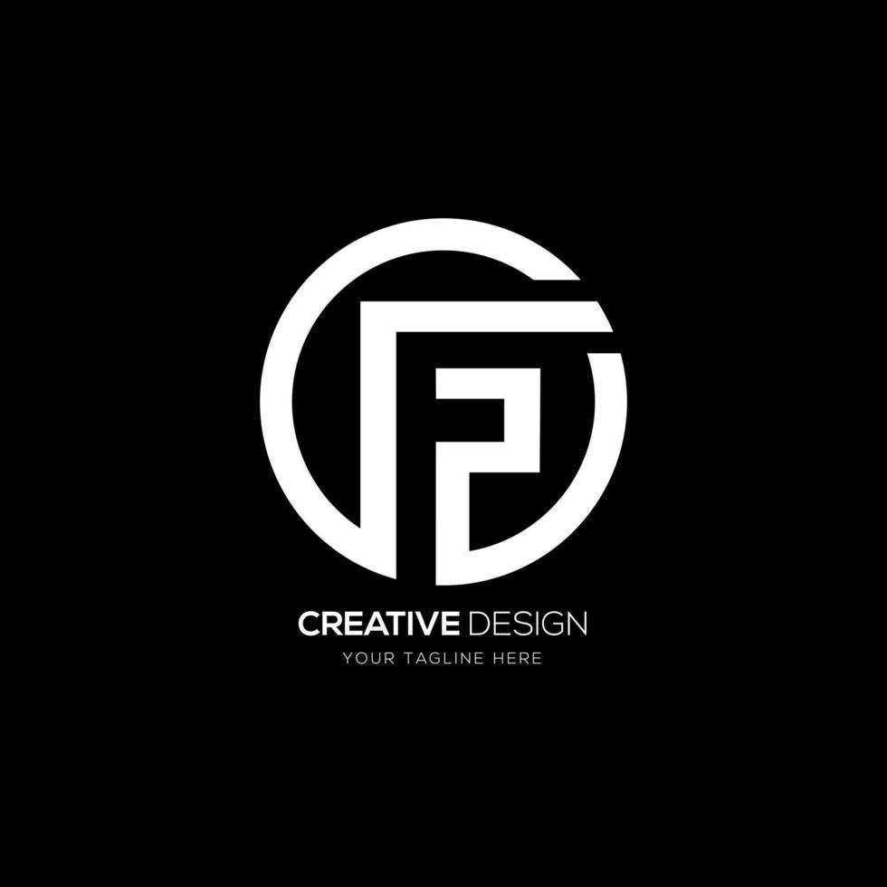 Creative letter Fp negative space brand logo vector