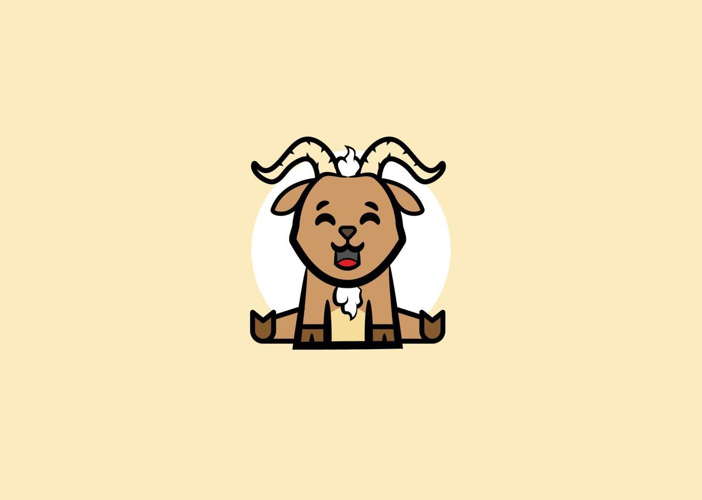 CUTE GOAT VECTOR, LOGO, SIMPLE DESIGN, BROWN vector