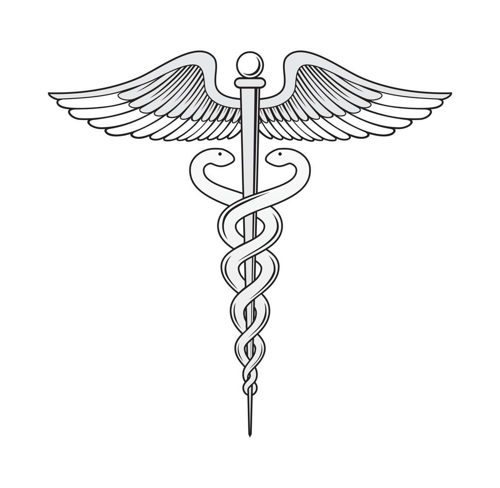 Ilustración de diseño de símbolo de caduceo médico vector