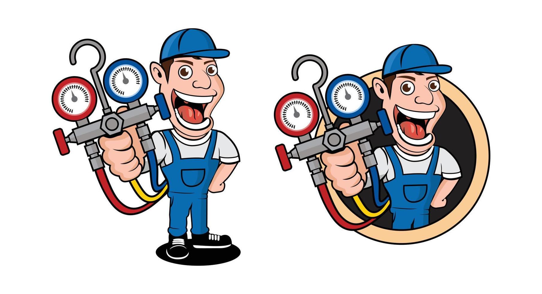 ilustración de diseño de personajes de logotipo hvac vector