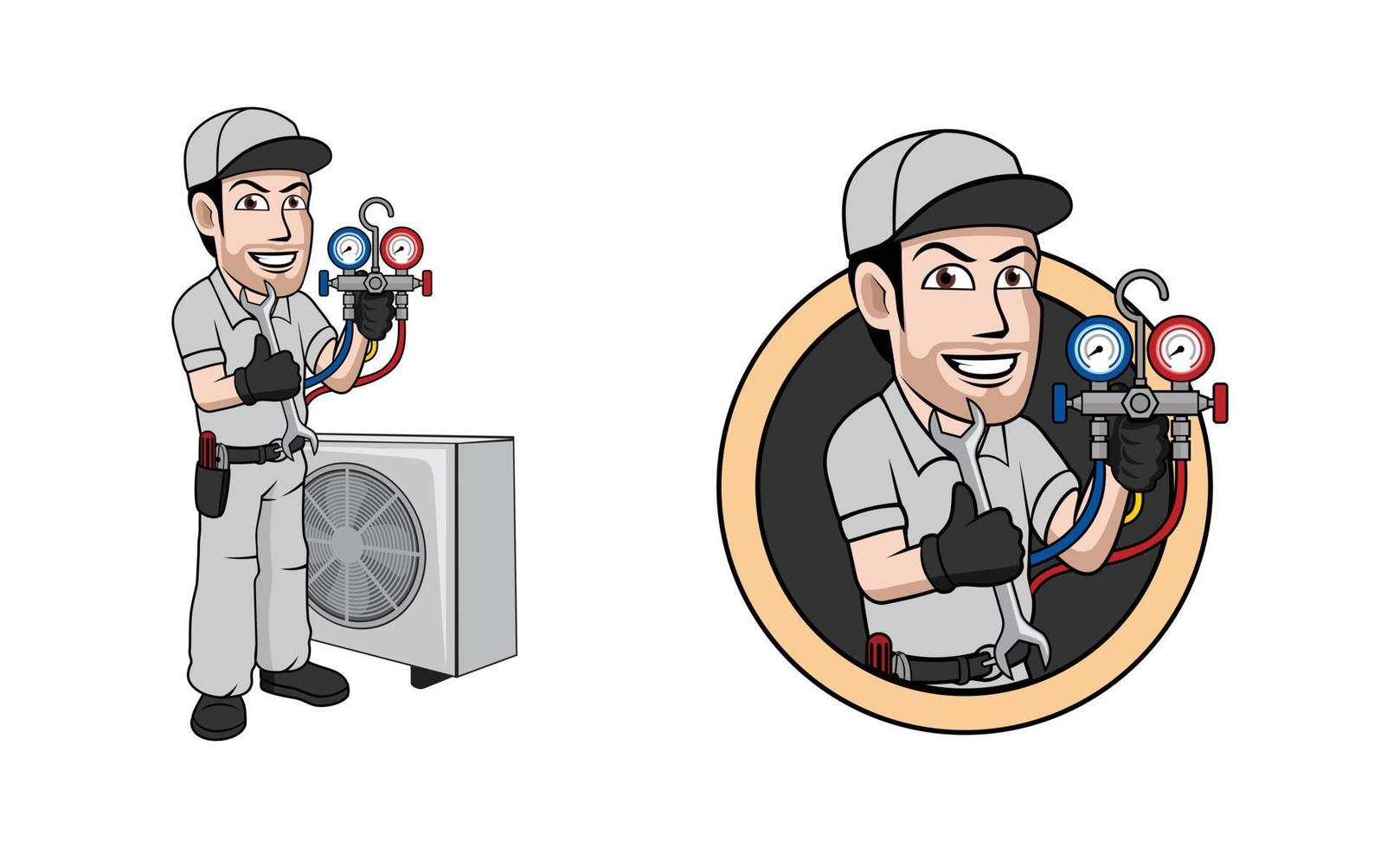 HVAC logo character design illustration vector