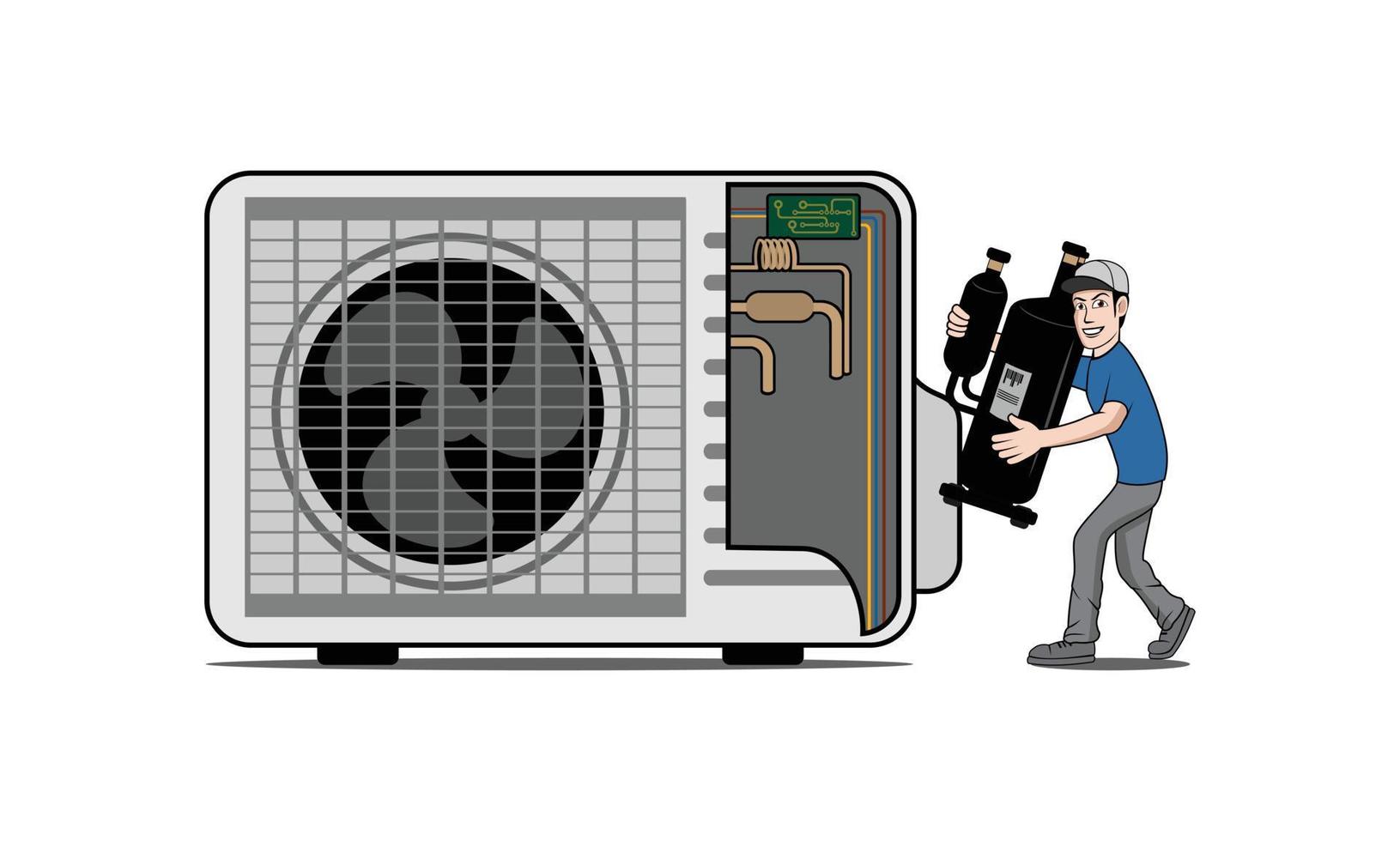 HVAC service with character design illustration vector