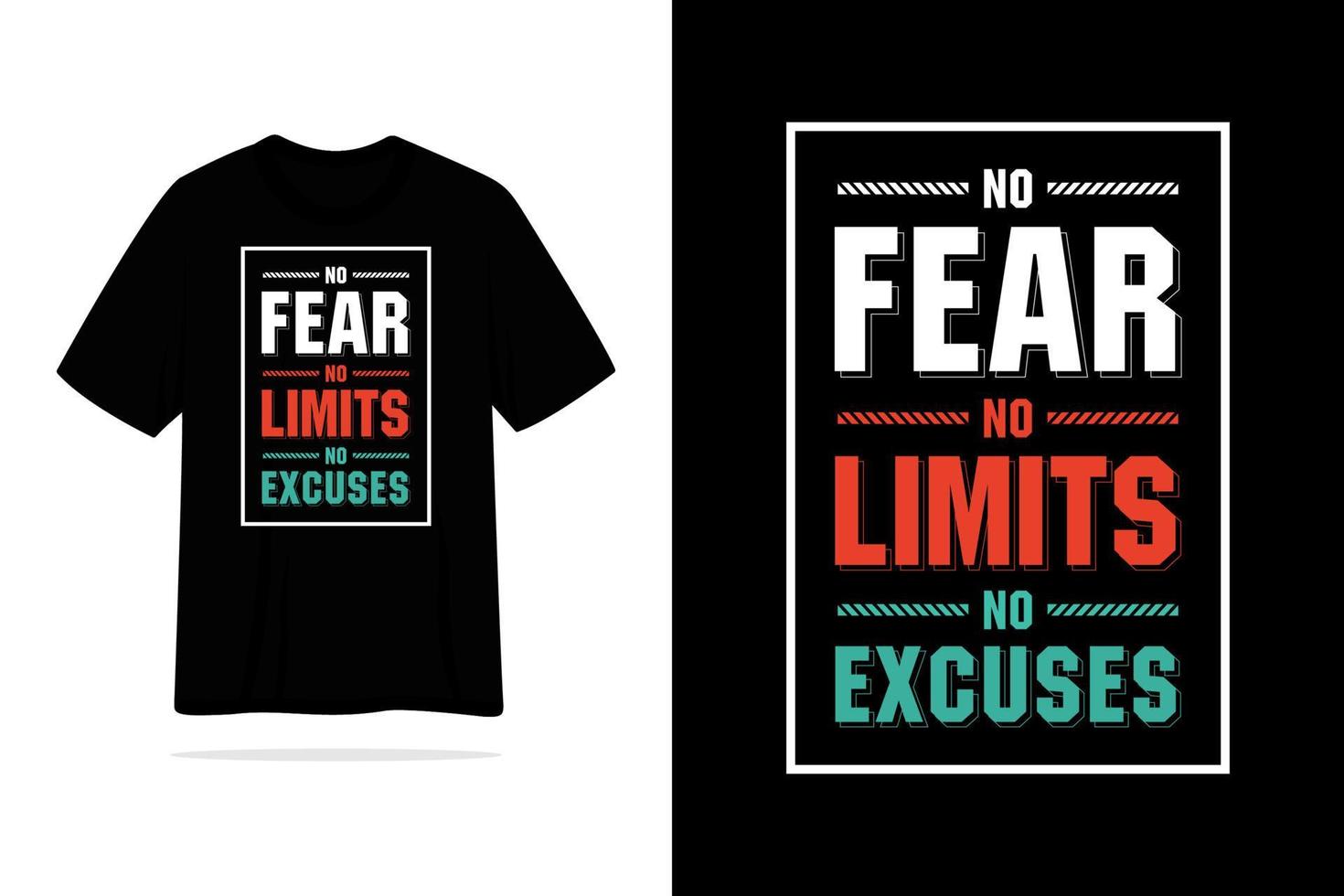 sin miedo, sin límites, sin excusas, camiseta, diseño vectorial vector
