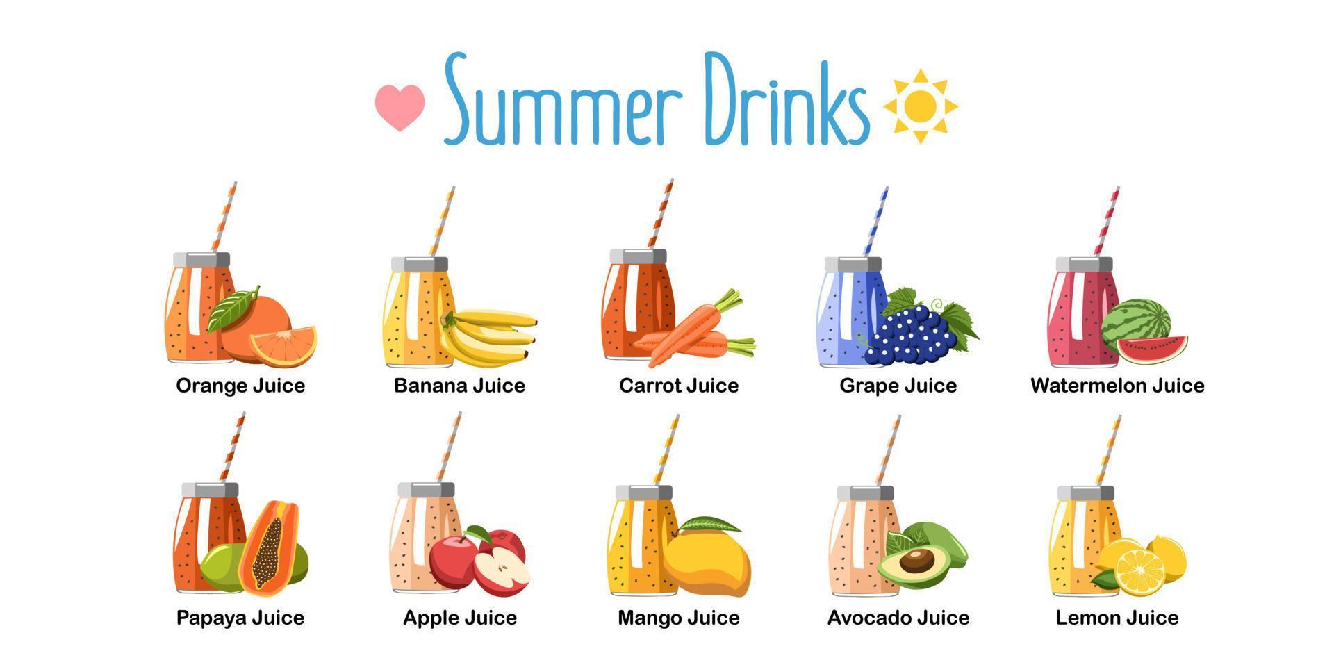 Fruit juice vector set collection graphic design
