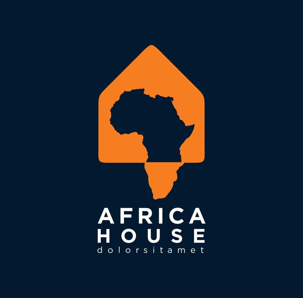 hogar casa con mapa africano logo plantilla emblema símbolo vector
