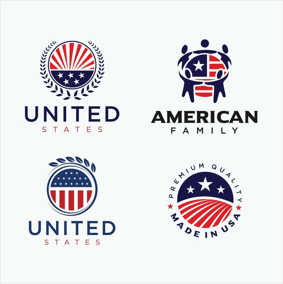 Set Of United States Logo Design Vector Stock