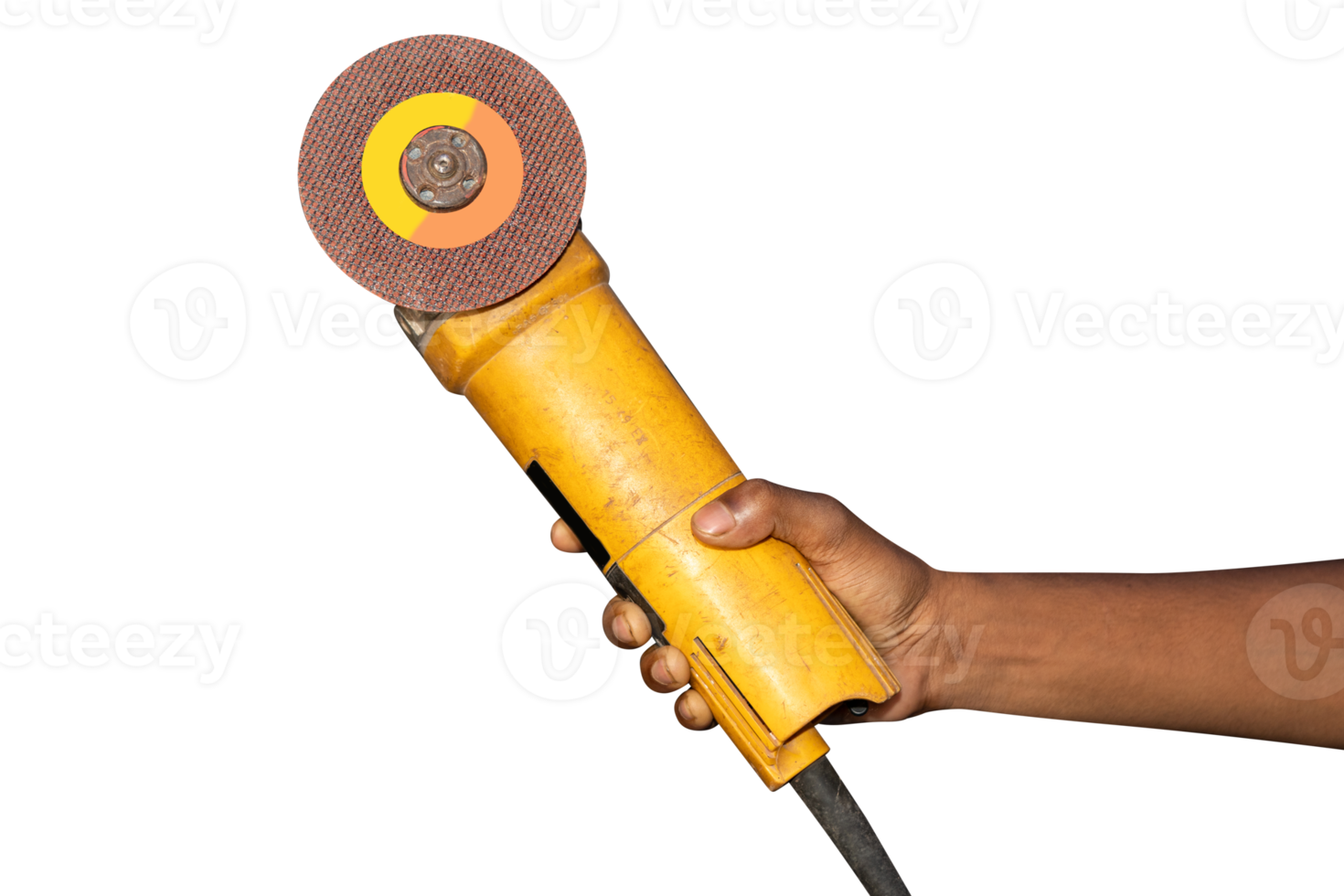 angle grinder in hand on white background isolation png