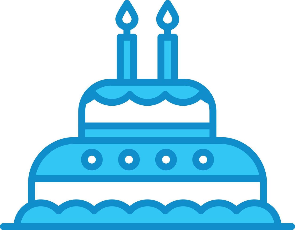 Cake Line Filled Blue vector