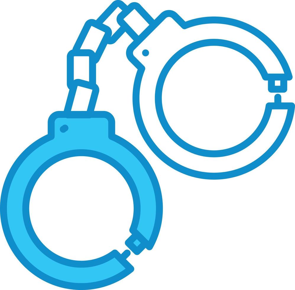 Police Handcuffs Line Filled Blue vector