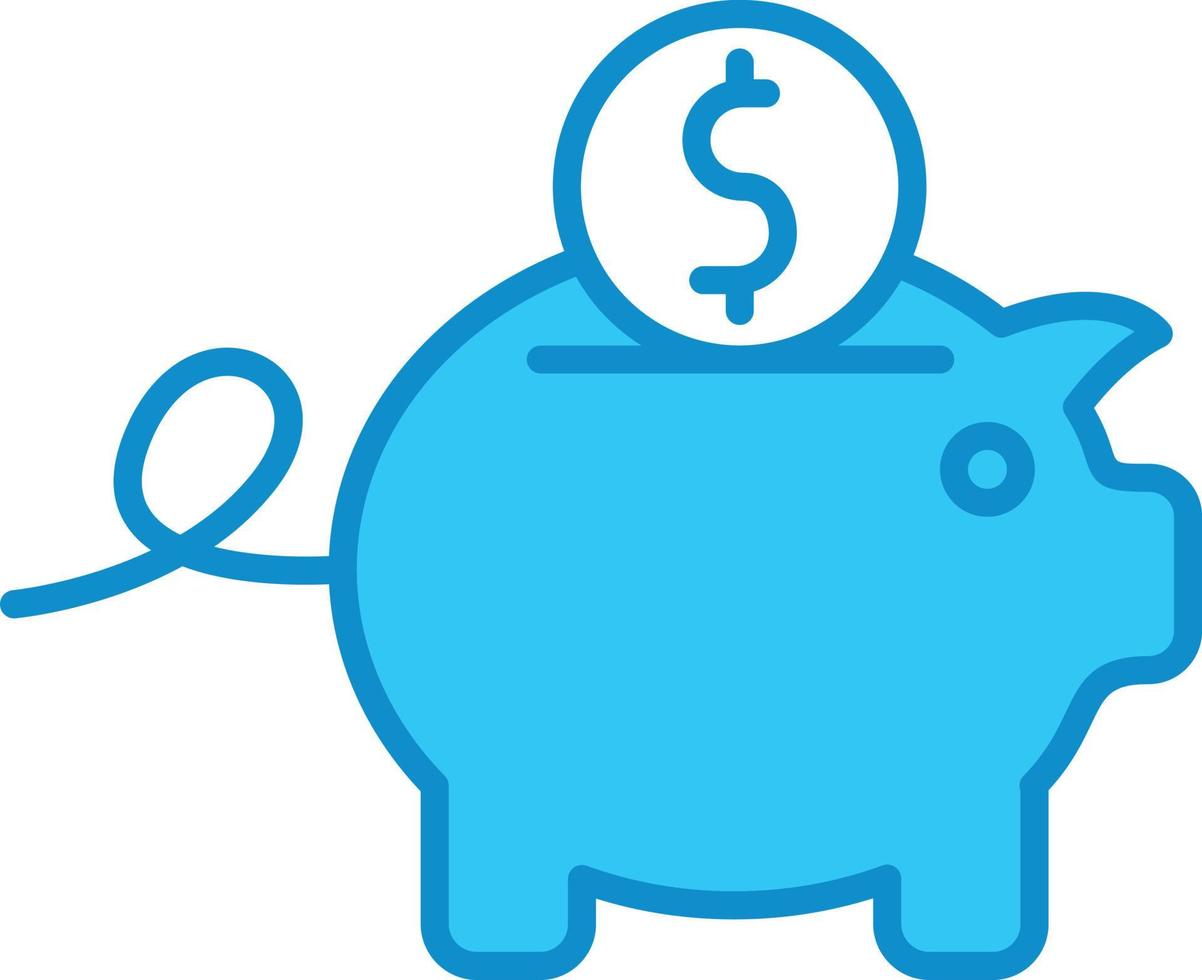 Piggy Bank Line Filled Blue vector