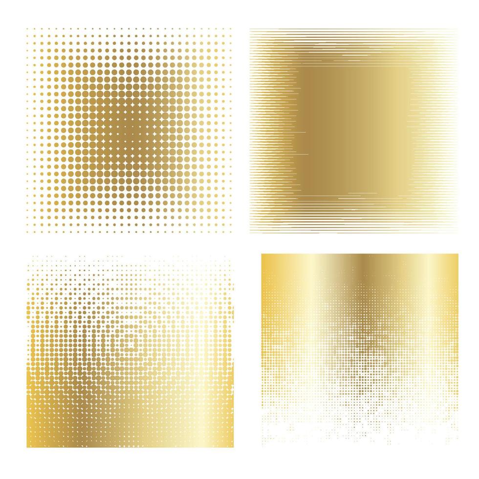Vector collection of  golden halftone ink geometric monochrome squares