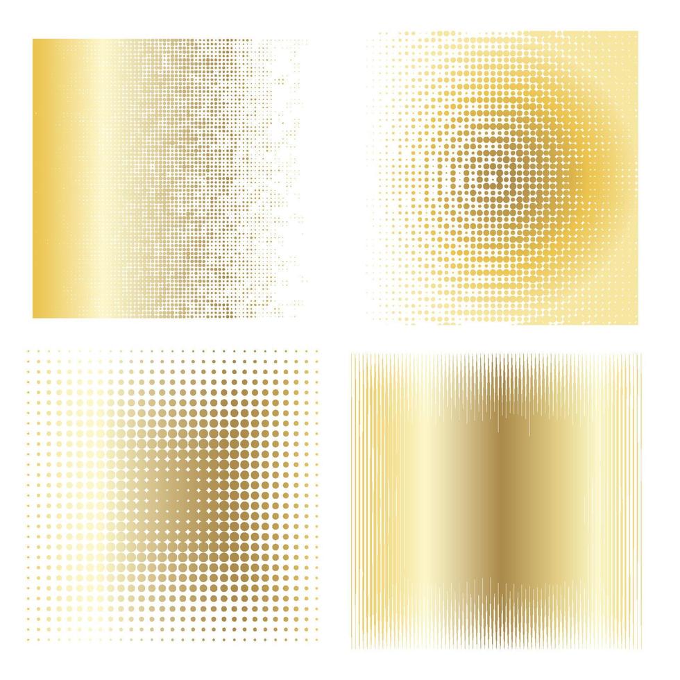 Vector collection of  golden halftone ink geometric monochrome squares