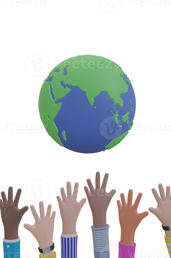 Cartoon-style global culture and world diversity or earth day as a concept of diverse people png