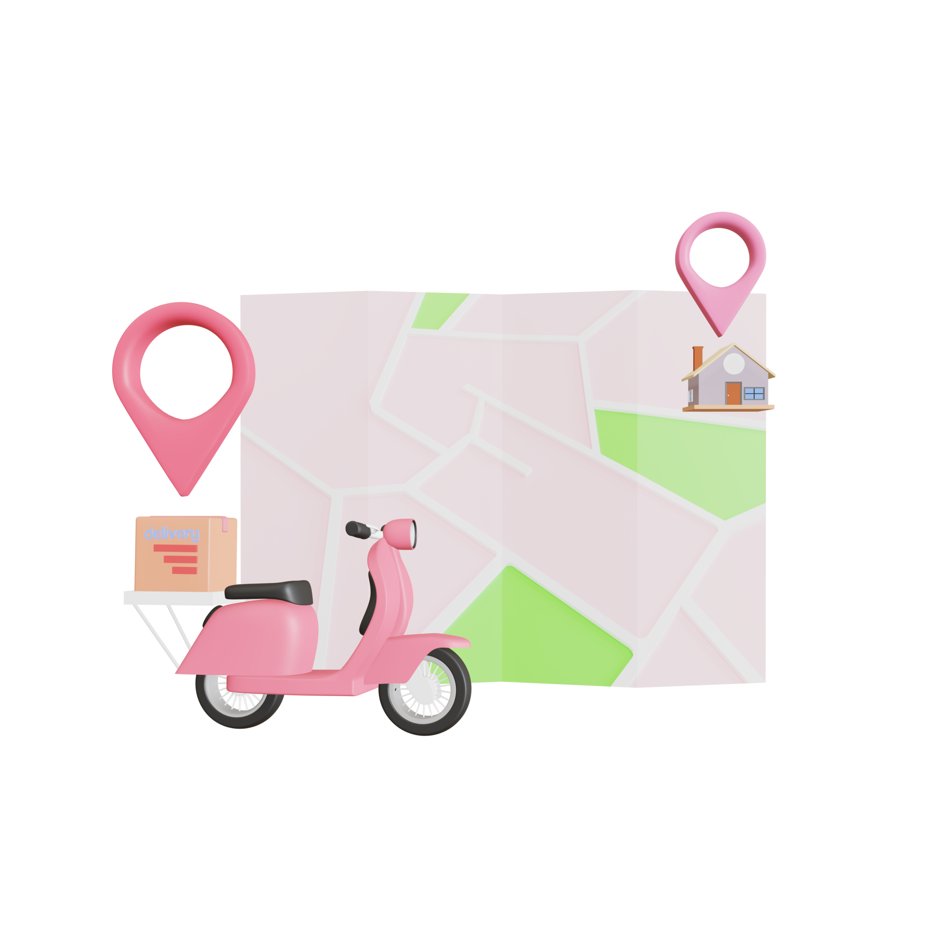 3D Map pins, GPS, navigator pin checking points, Fast delivery package