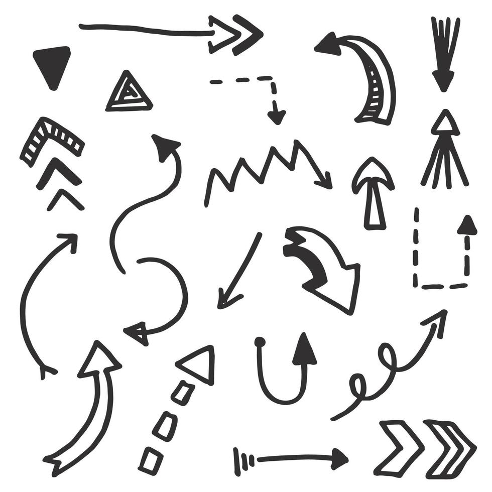 Doodle arrow set vector
