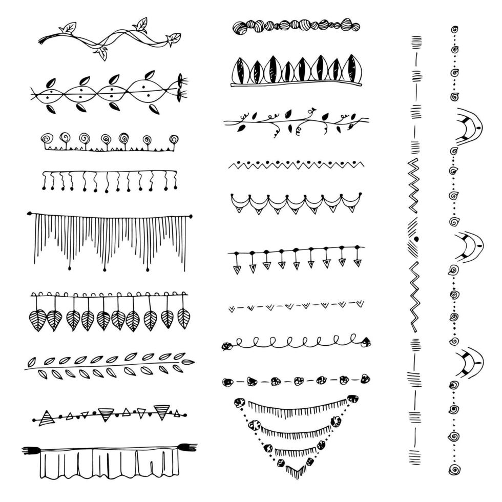 Doodle border freehand elements vector