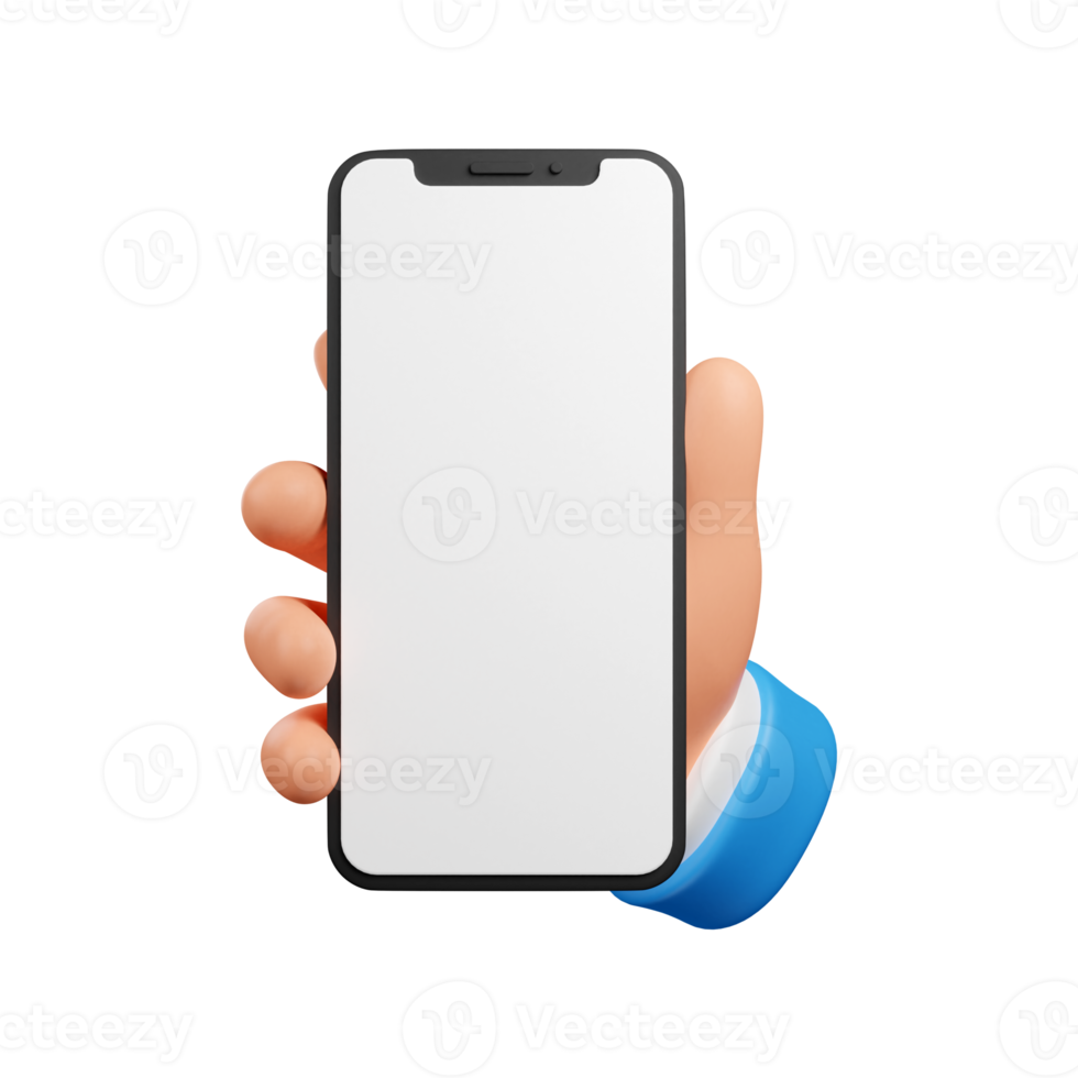 hand met smartphone. hand met smartphone. 3D render png