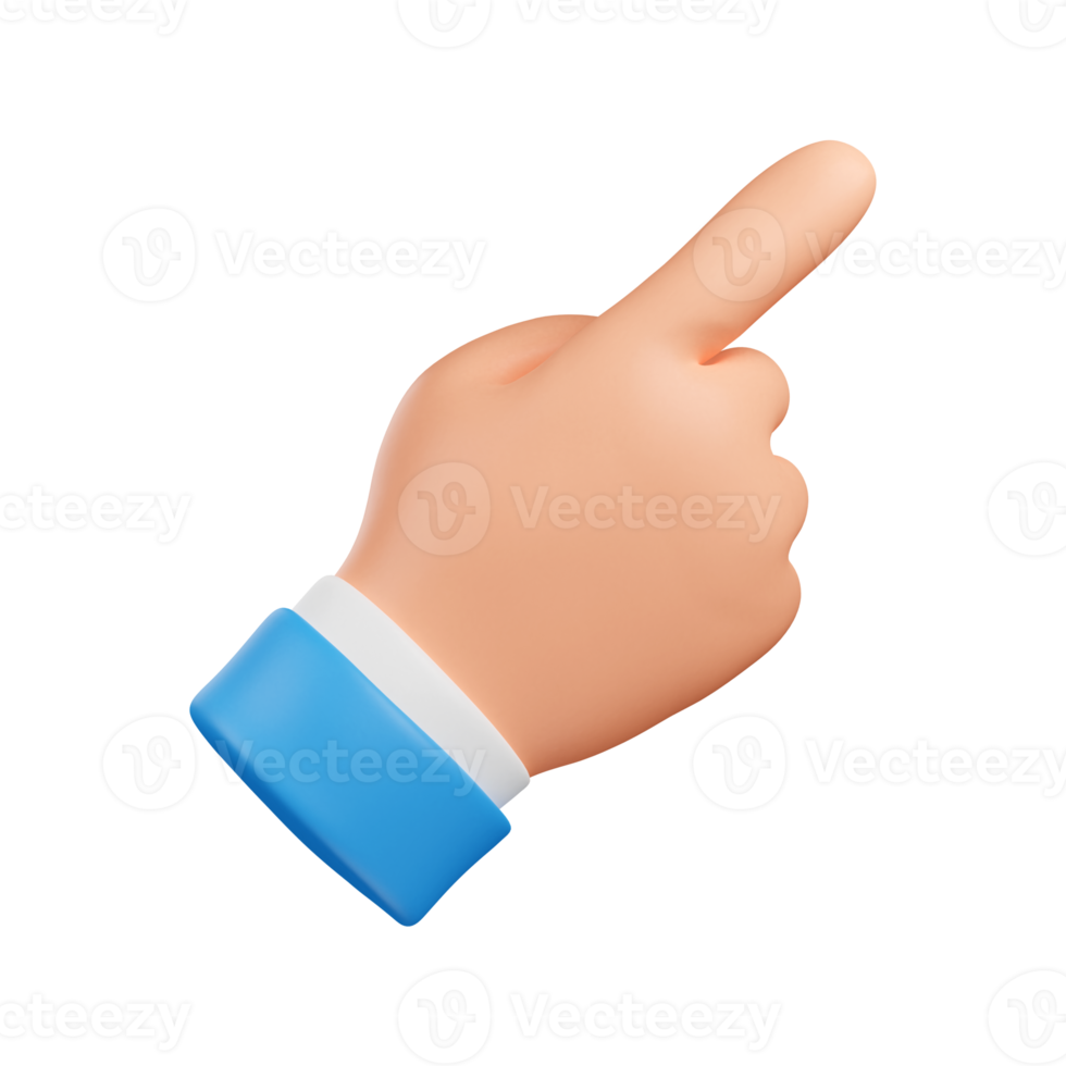 hand with thumb up. thumb up sing. hand pointing a finger. 3d render png