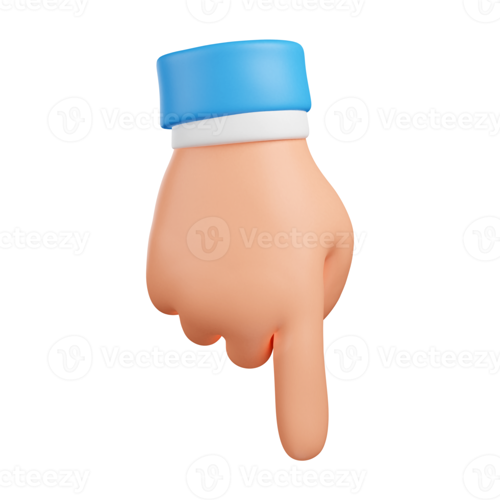 hand with thumb up. thumb up sing. hand pointing a finger. 3d render png