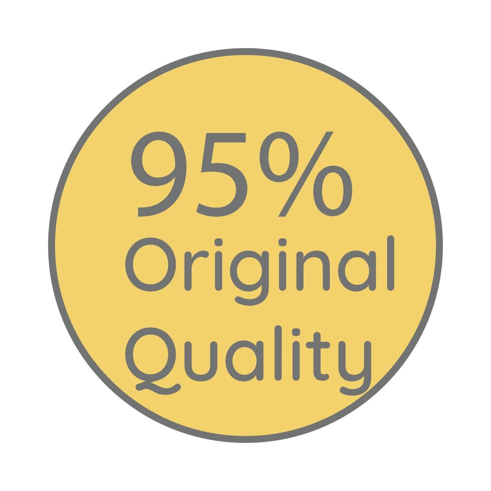 95 percentage original quality circular sign label vector art illustration with fantastic font and yellow background