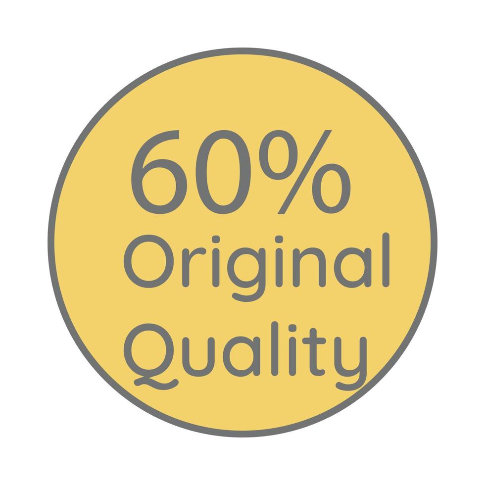60 percentage original quality circular sign label vector art illustration with fantastic font and yellow background